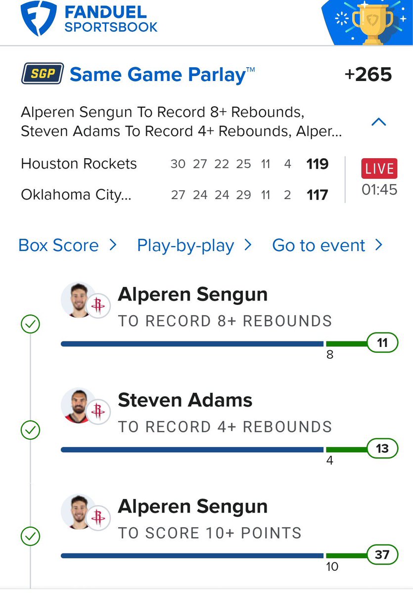 Opening game of the season and it was an exciting one!! #fanduel #nbaseason #Subscribe #nba #basketball #gameday #okcthunder #houstonrockets #thunder #rockets 

Join the Discord! 
discord.gg/zTEy6dbv