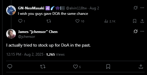 No, Mr Wizard shut DOA down.
I was there during that time.
Not allowing those people to rewrite history.
Just own up to the fact that you guys never wanted it in sports because it makes you feel "uncomfortable"