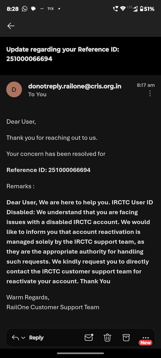 Itsnitin4u's tweet photo. @RailwaySeva @RailMinIndia 

What is this drama? IRCTC says contact the Rail One app and Rail one says contact IRCTC

My A/c is already active, but I m not able to book tickets in reserved section in Rail one app. I rqst u to plz activate my account asap

User Id-Nitin3108 https://t.co/i1Lj6r2yBs