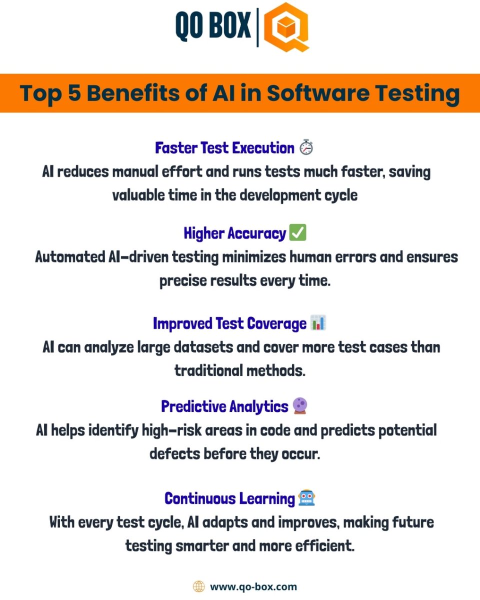 QoBox's tweet image. 🚀 Power up your QA game with AI! Smarter, faster & more accurate testing made simple with QO BOX. 💻🤖
#QOBox #AITesting #SoftwareTesting #Automation #QATools #AIinTesting #TechInnovation #FasterTesting #SmartQA