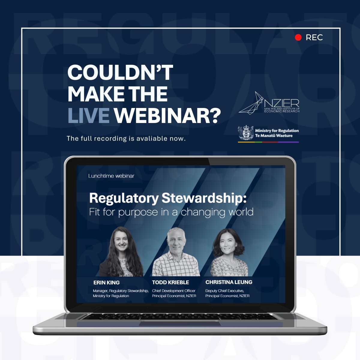 Missed our final webinar with the Ministry for Regulation? 🎥 

We explored regulatory stewardship, govt expectations &amp; why it matters for NZ’s prosperity. 

View the recording here: ap1.hubs.ly/y0ll0c0

Thanks to the Ministry for Regulation for partnering with us!