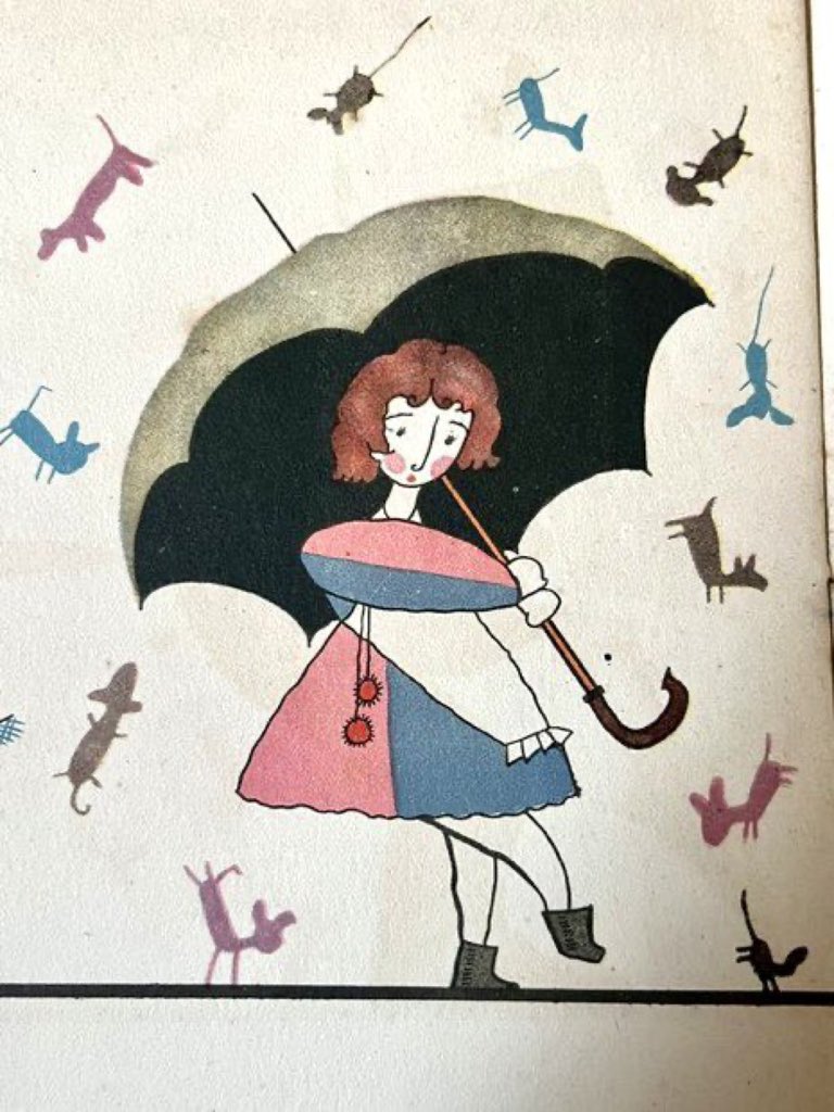 もしも、あめのかはりに

もしも　あめのかはりに
ねこだの
いぬだの
ねずみだのがふってきたら
まあ、
どんなにおかしいでせうね。
そして
それが
いくにちも
いくにちも
ふりつづけたら
まあ
せかいぢうは
ねこだらけ
いぬだらけ
ねずみだらけに
なるでせうね。

村山籌子作　武井武雄画　子供之友