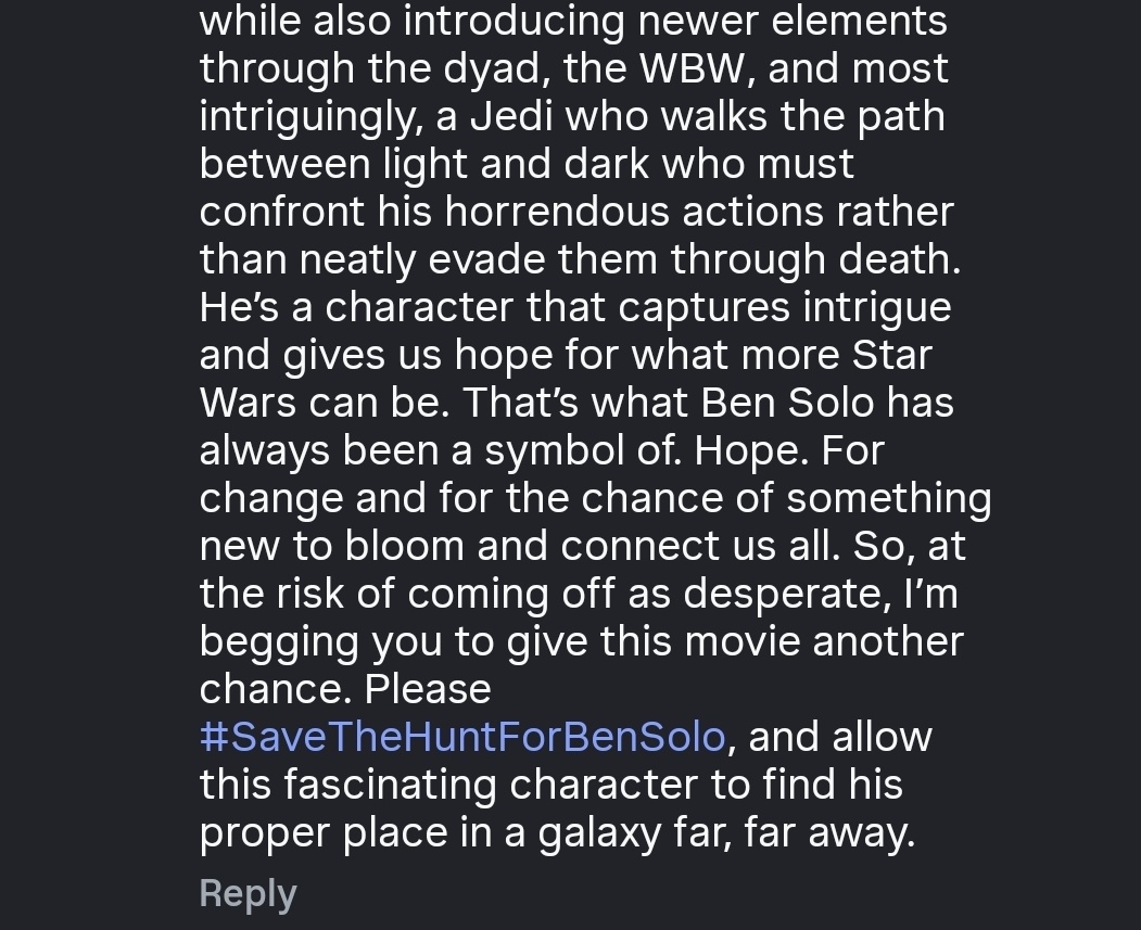 KC10_30's tweet photo. Best comment on Iger's ig so far. 
#SaveTheHuntForBenSolo https://t.co/8f5I0lT7gb