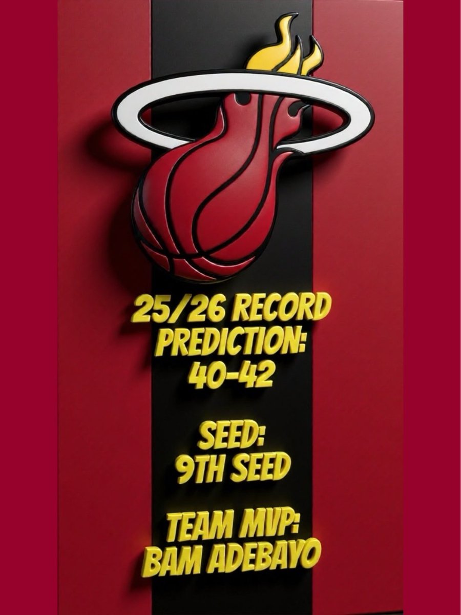 We predict Record, Playoff Seeding, Team MVP for the #miamiheat . The #heat will finish with 40-42 record, be the 9th seed in the Eastern Conference, Team MVP will be #BamAdebayo . #Miami  #nba #basketball #sports #sportsnews #trending #nbatrending #nbanews #sportstrending #mvp