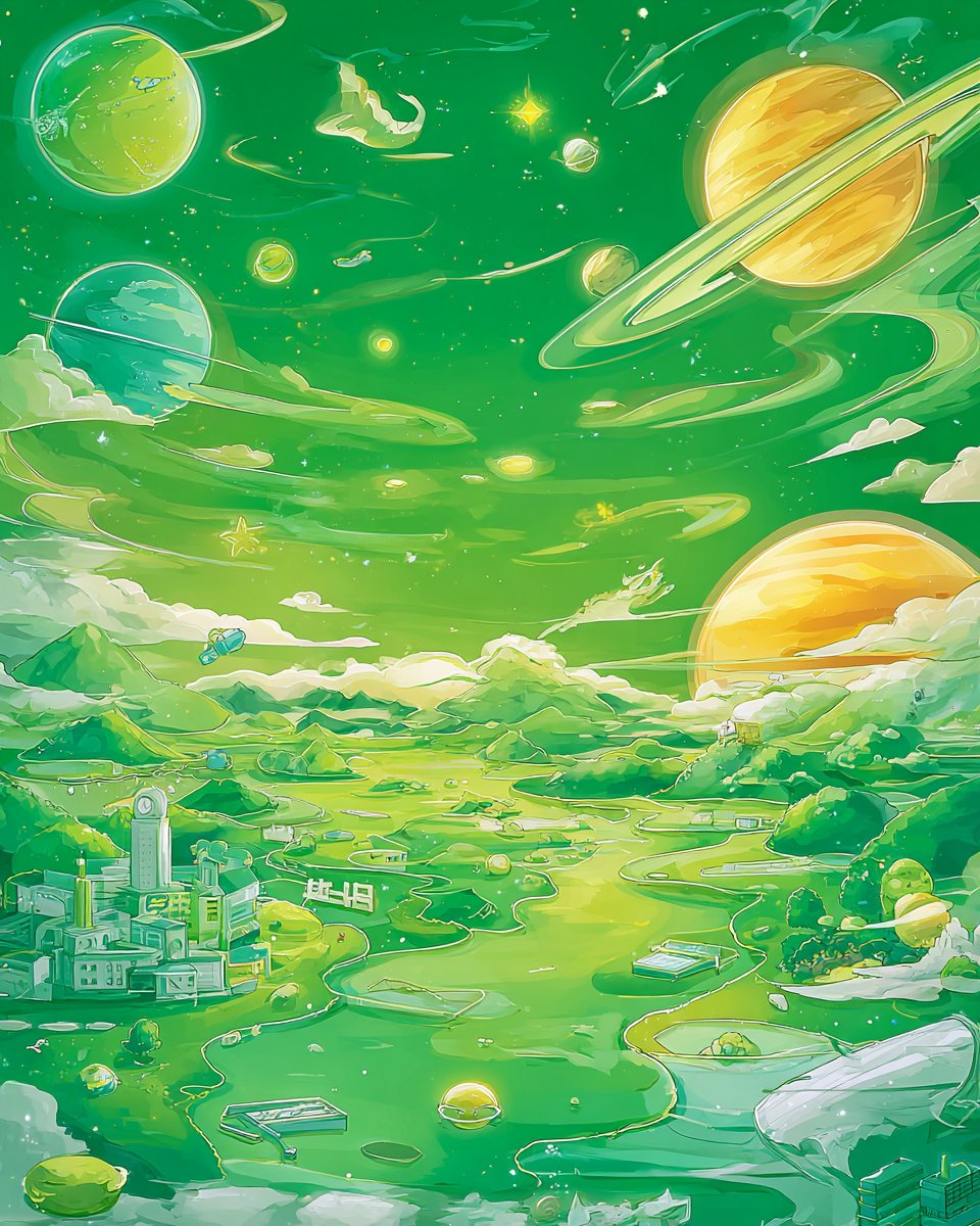 mjsrefcatalog's tweet image. sref 3302141810
A luminous futuristic landscape with smooth gradients, glowing outlines, and a harmonious green-yellow palette evoking serenity and wonder.
#AIart #Aiartwork #Midjourney