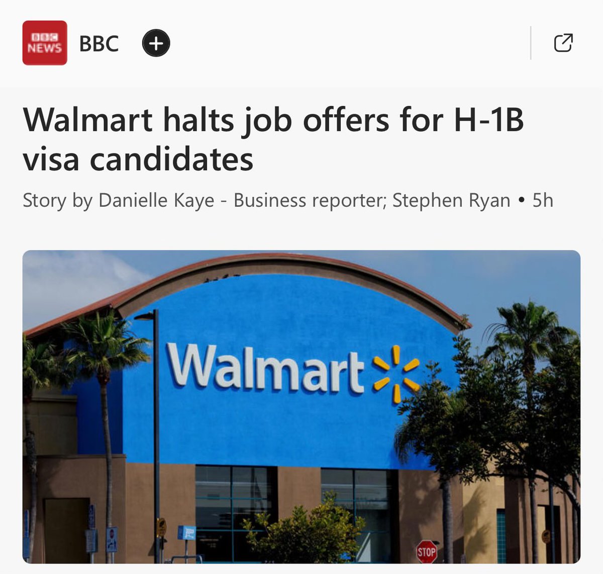Working in tech for over 25 years, I have watched the abuse of the H1B visa process and happy the new policy is changing the course. <a href="/Walmart/">Walmart</a> is the first I’ve heard of, but hoping we prioritize American workers en mass.