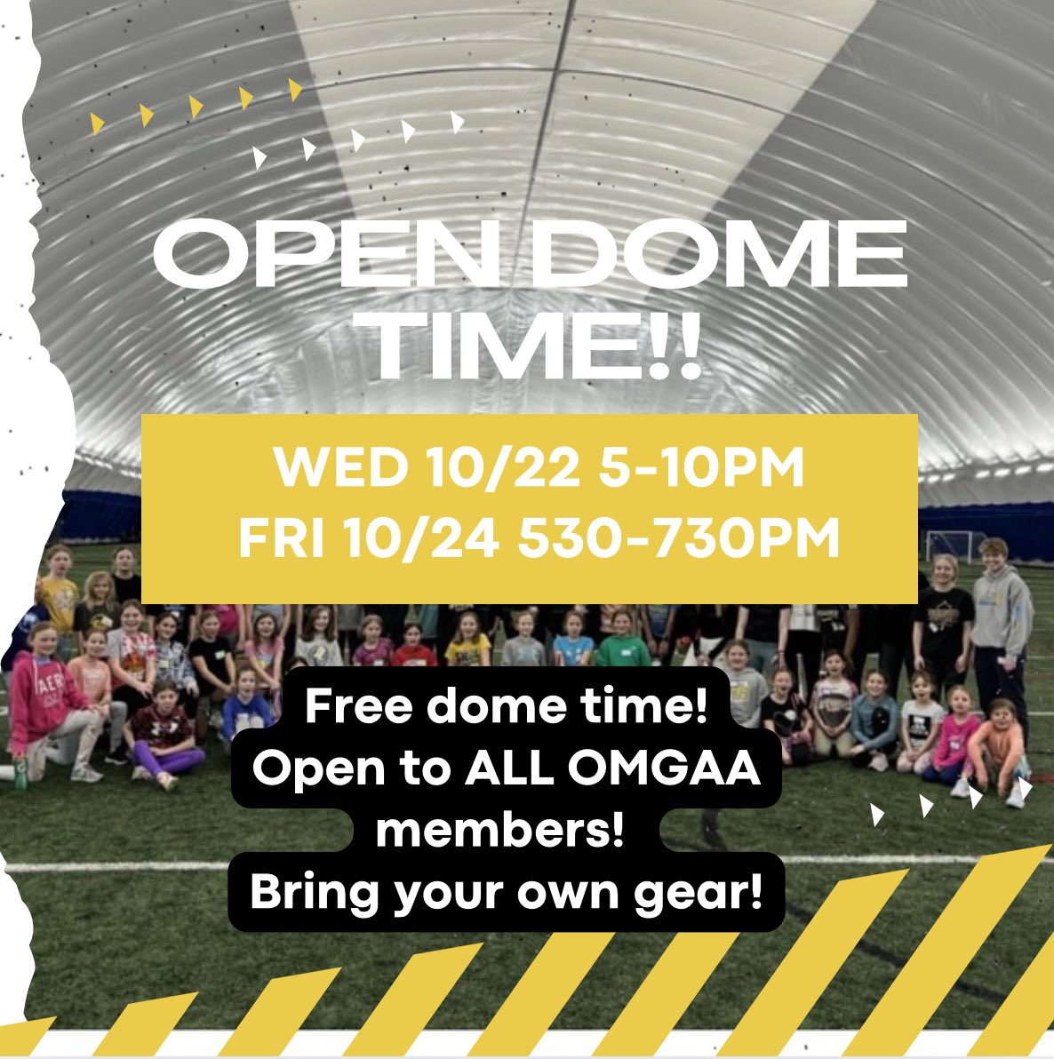 Last minute opportunity for all OMGAA Storm &amp; House players to come use the dome for free!
