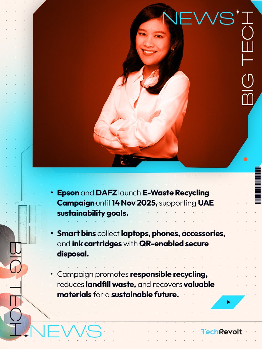TechRevolt_News's tweet image. Epson and @dafz_official have joined forces this October to launch an E-Waste Recycling Campaign, reinforcing their shared commitment to sustainability and supporting the UAE’s sustainability goals.
lnkd.in/gAc4pKdy