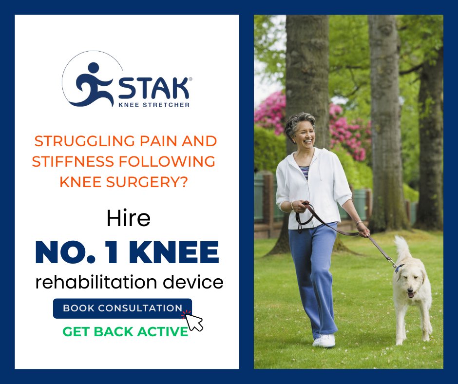 Don't let knee surgery slow you down! The STAK Knee Stretcher is the #1 device for faster, smoother recovery. Beat stiffness &amp; pain—walk freely again.

✅ Scientifically proven
✅ Trusted nationwide
💬 Book your FREE consult: rfr.bz/td7f398

#KneeRecovery #RehabDevice