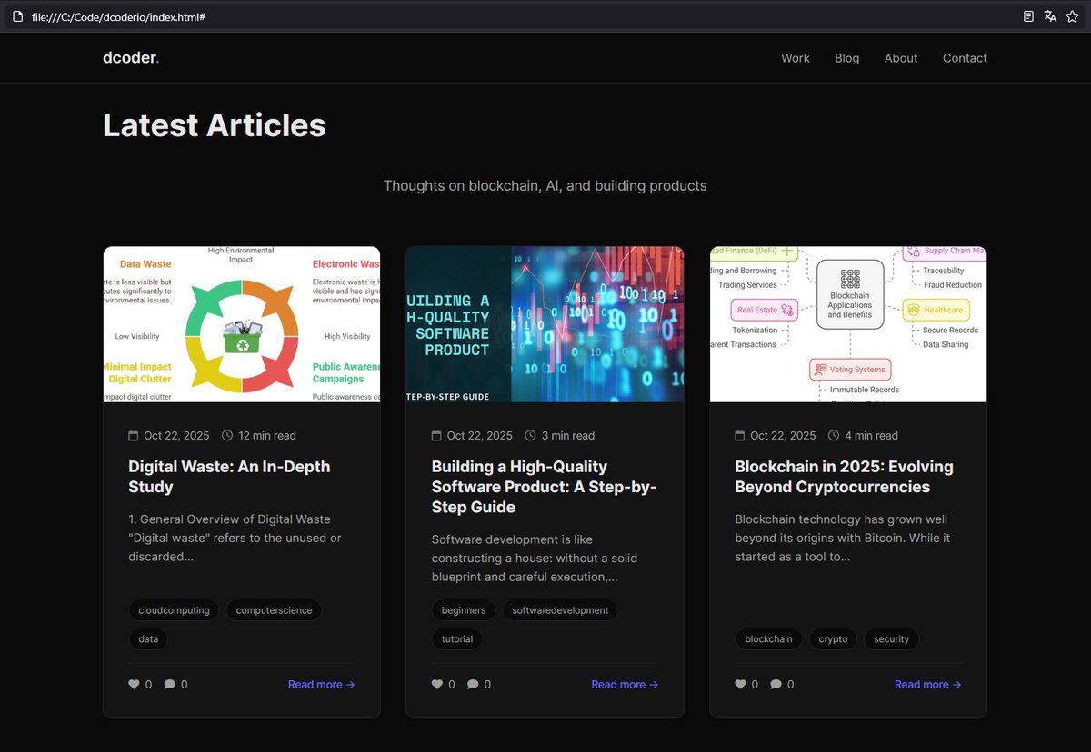 dcoderio's tweet image. Using the dev.to API to list articles from different Forem instances on a pure HTML/JS/CSS website is incredibly smooth.

No build tools. No frameworks. Just fetch() and you&apos;re reading articles from any Forem community.

Clean API design that respects web…