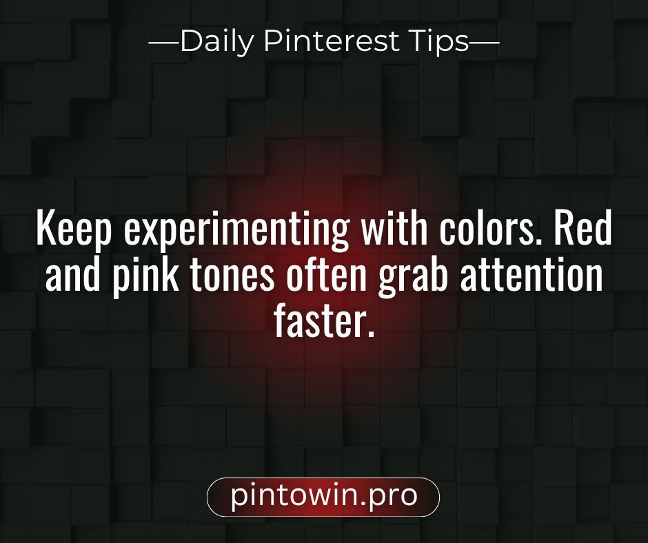 pintowin_pro's tweet image. Keep experimenting with colors. Red and pink tones often grab attention faster.
#PinterestDesign #MarketingTips