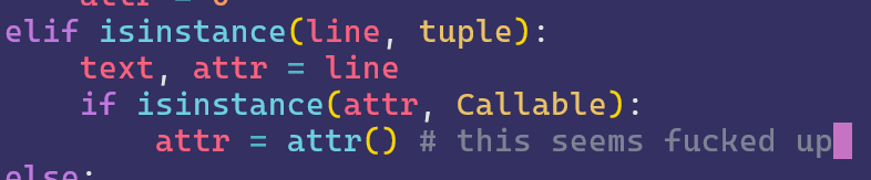 jangoagogo's tweet image. this shit I'm doing in python feels gross. but it works 🤷