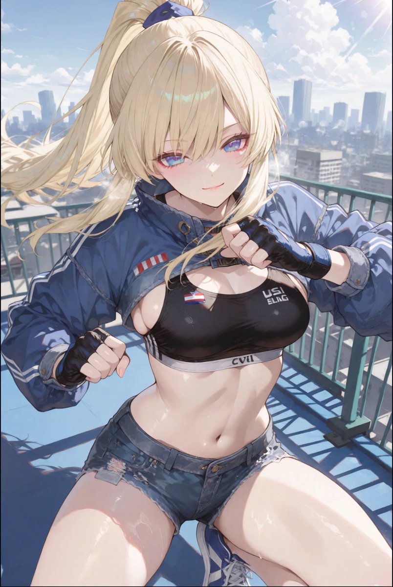 chimu_chimu_c's tweet image. アメリカンな格闘家ちゃん
#AIart