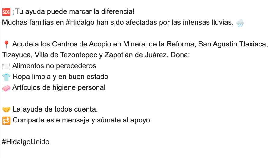 CronicaHidalgo's tweet image. ¡Tu ayuda puede marcar la diferencia!
Muchas familias en #Hidalgo han sido afectadas por las intensas lluvias.