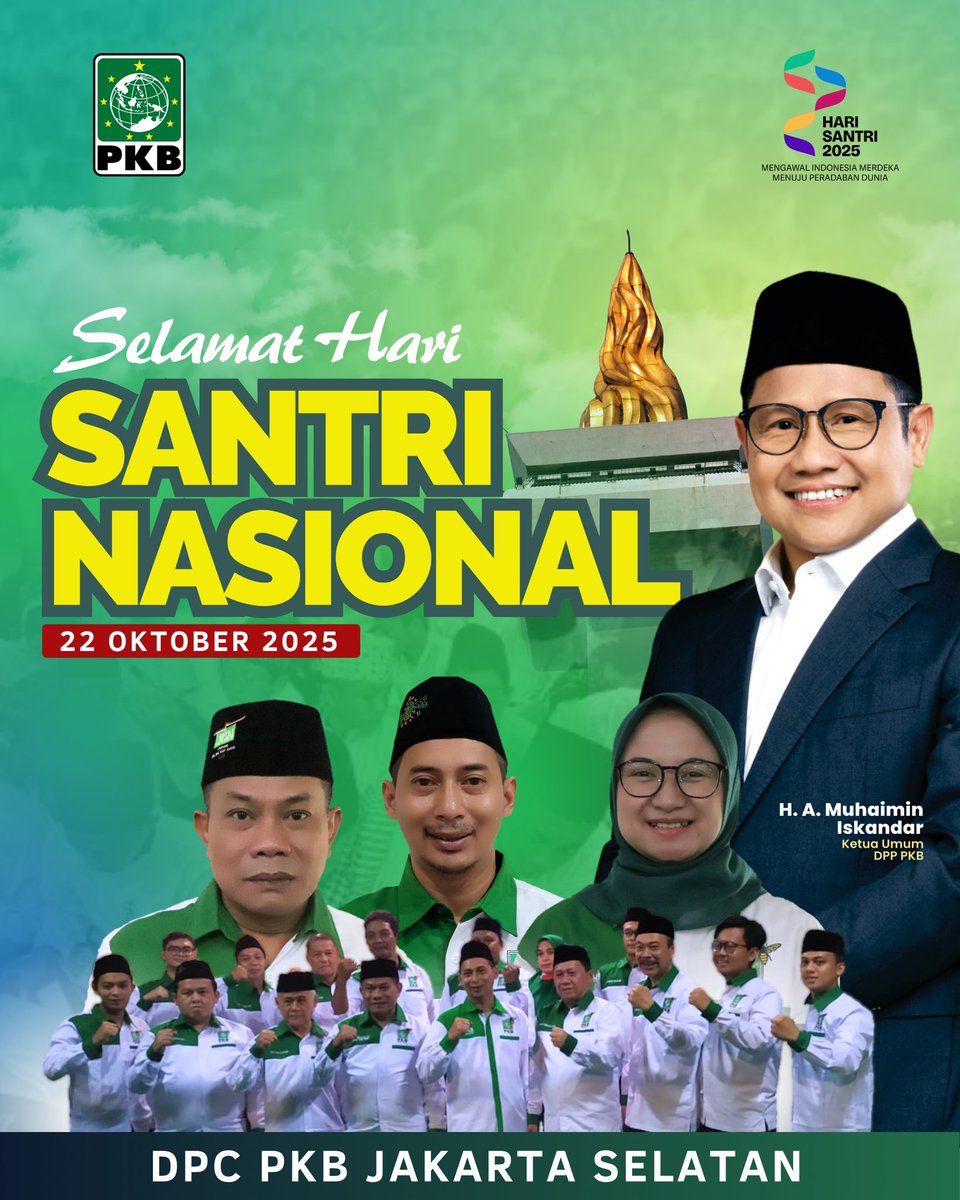 dpcpkbjaksel's tweet image. Selamat Hari Santri Nasional 

Semoga jiwa patriotisme santri selalu berkobar, menjaga NKRI ✊🏻

#harisantrinasional #pkbtemanbaikku