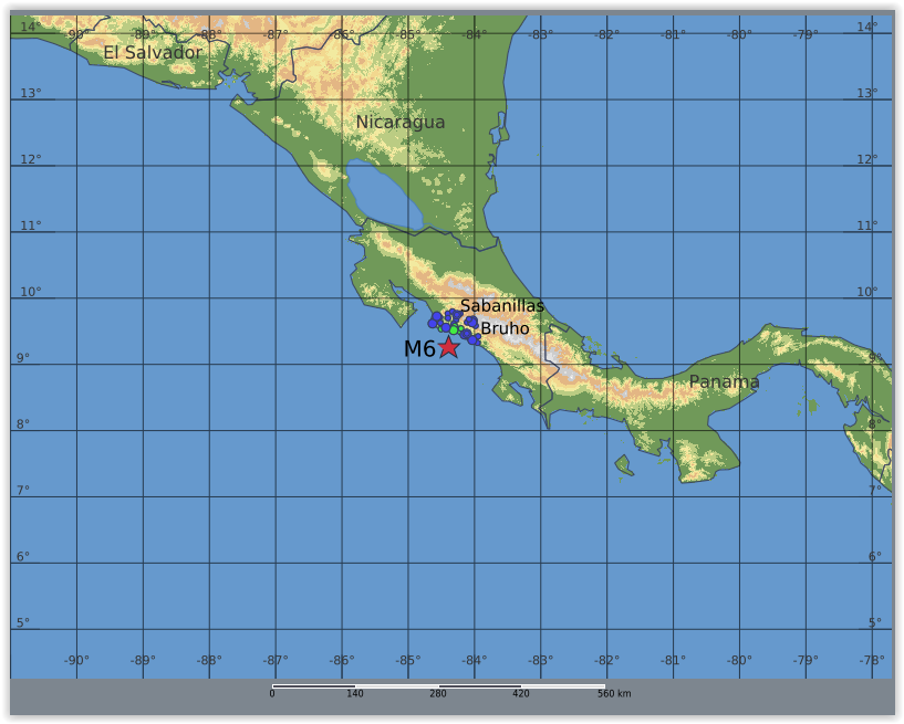 QLARM's tweet image. EARTHQUAKE M6.0. Origin Time: 2025-10-22 03:57:05 UTC, Costa Rica (9.27 ; -84.39), Depth: 10.0 km, (source(s): GFZ). Estimated fatalities: 0 to 0, injured: 0 to 50