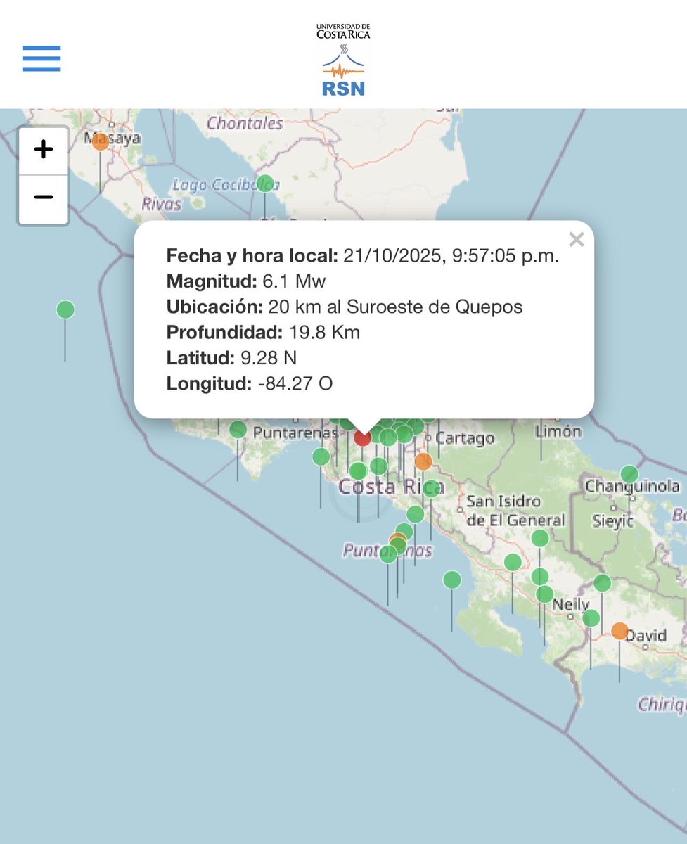 Basándonos en la información disponible hasta el momento: NO HAY PELIGRO DE TSUNAMI PARA COSTA RICA por el sismo Mw 6.1 ocurrido al sur de Quepos, a las 9:57pm hora CR del 21 de octubre
Puede ver el Reporte completo en
sinamot.una.ac.cr/index.php/moni…
#tsunamiCR #SomosUNA #fondosFEES