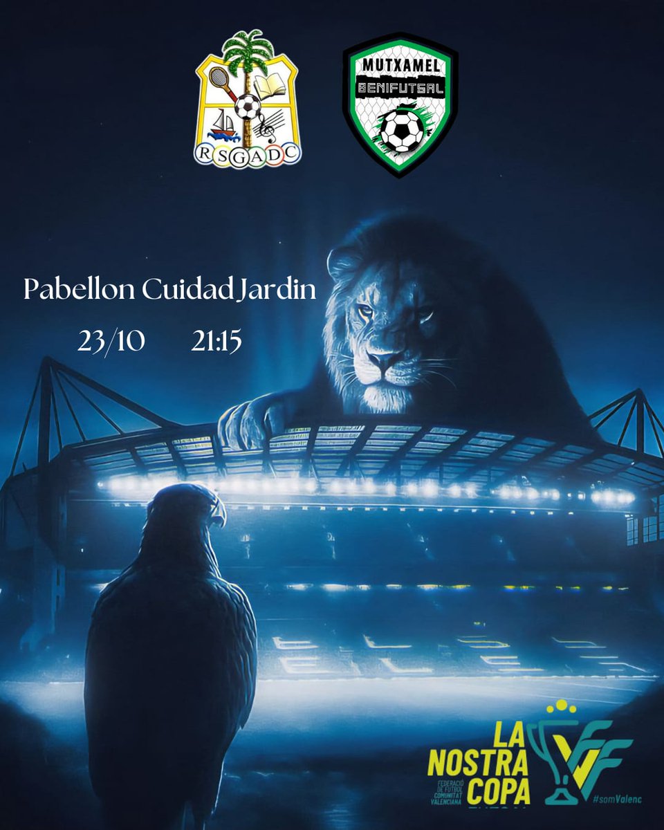 🏆 Segunda eliminatoria de Copa ⚽️

¡Arranca nuestra aventura copera!
Este jueves 23 de octubre, nos enfrentamos al San Gabriel en la segunda eliminatoria de Copa, un partido que promete intensidad, emoción y mucho futsal.

📍 Lugar: Pabellón Ciudad Jardín
🕘 Hora: 21:15