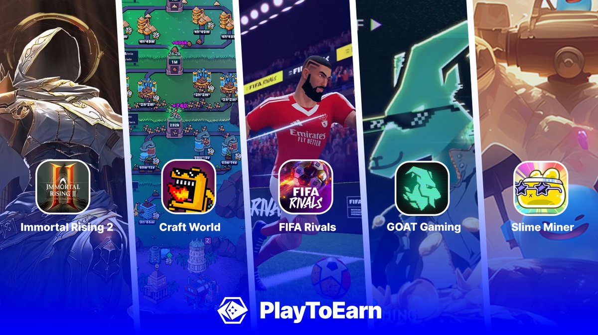 PlayToEarn (@playtoearn) on Twitter photo Mobile gaming is on fire as of late and we've rounded up some of the best crypto games for you to load up and try! 📱🔥
Here are 5⃣ popular projects you should check out
👉<a href="/FIFARivals/">FIFA Rivals</a>
👉<a href="/AngryDynomites/">Angry Dynomites Lab 🦖</a>
👉<a href="/playgoatgaming/">GOAT Gaming</a>
👉<a href="/Slime_Miner/">SLIMEX | Slime Miner Official</a>
👉<a href="/immortalrising2/">Immortal Rising 2</a> Mobile gaming is on fire as of late and we've rounded up some of the best crypto games for you to load up and try! 📱🔥
Here are 5⃣ popular projects you should check out
👉<a href="/FIFARivals/">FIFA Rivals</a>
👉<a href="/AngryDynomites/">Angry Dynomites Lab 🦖</a>
👉<a href="/playgoatgaming/">GOAT Gaming</a>
👉<a href="/Slime_Miner/">SLIMEX | Slime Miner Official</a>
👉<a href="/immortalrising2/">Immortal Rising 2</a>