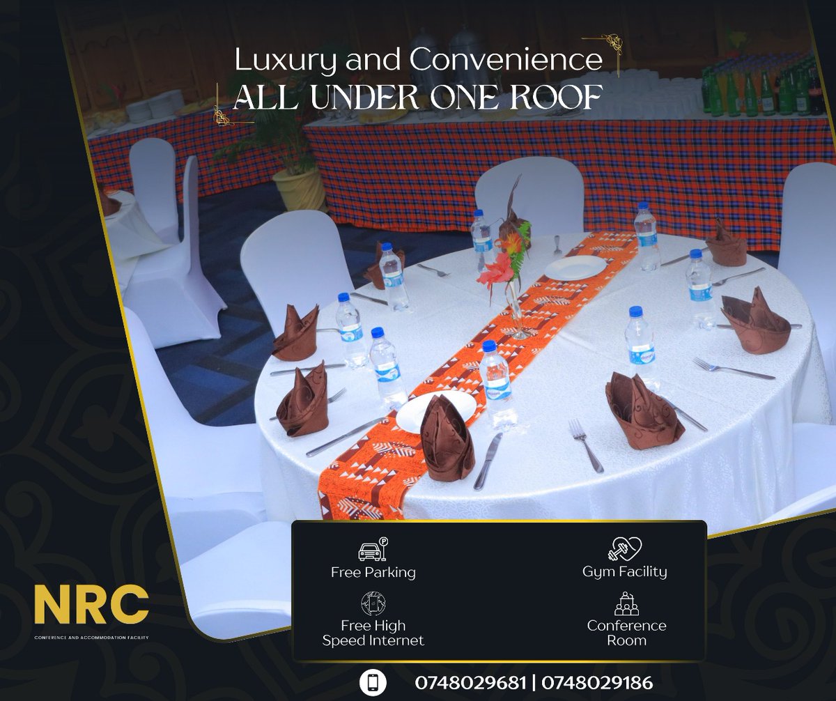 At NRC, we redefine what it means to host, dine, and unwind. Whether it’s a conference, event, or getaway, book with us and experience excellence under one roof.
Reach out today!
📍 Desai Rd, Nairobi
📞 0748029681 | 0748029186
#NRCExperience #conferenceandcomfort #BookWithNRC