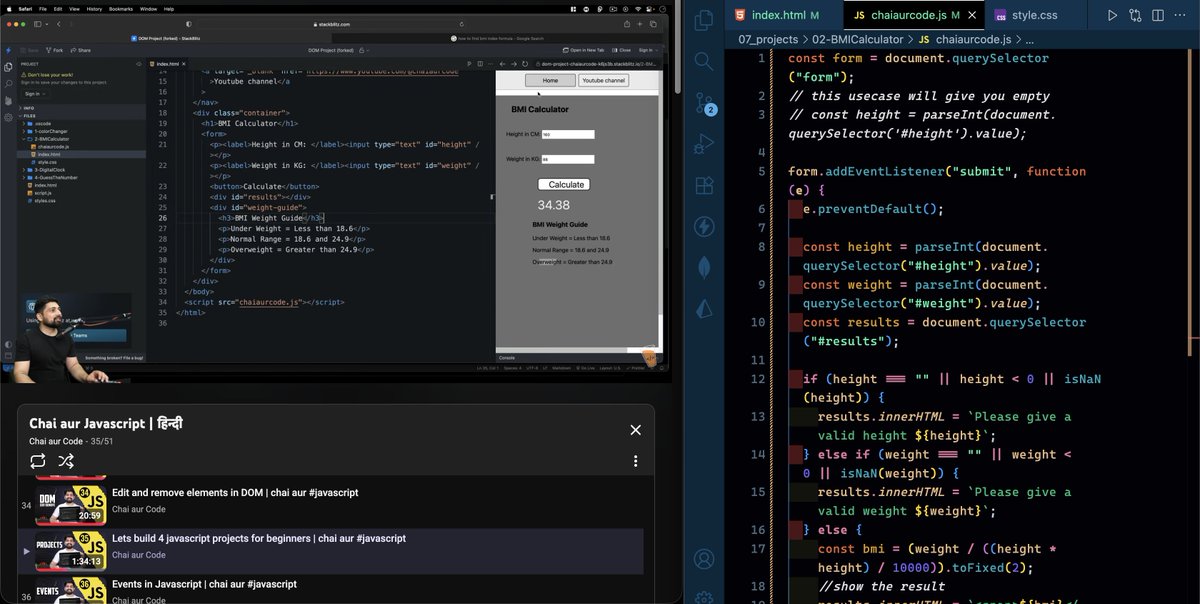 forgewithharsh's tweet image. Doing projects from @Hiteshdotcom  Sir’s JS playlist 💻
Every build = better concepts + stronger fundamentals 🔥
Amazing journey of code & consistency! 🚀
# @ChaiCodeHQ  #JavaScriptJourney