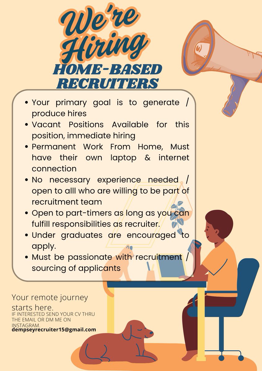 CJ_Daydreams's tweet image. We’re hiring! 
Work from the comfort of your home, apply now and join our remote team!

Please send your CV/Resume on below email with the position you are interested.