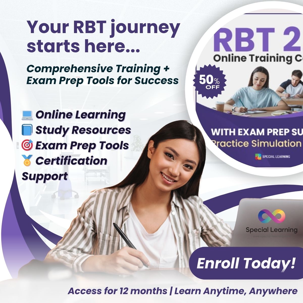 speciallearning's tweet image. 💥 50% OFF RBT 2.0 Online Training!
Only $99 (was $199) for full access to lessons, study tools, and exam prep simulations — 12 months access included.
🎯 Start your RBT journey today: store.special-learning.com
#RBTTraining #ABACertification #BehaviorAnalysis