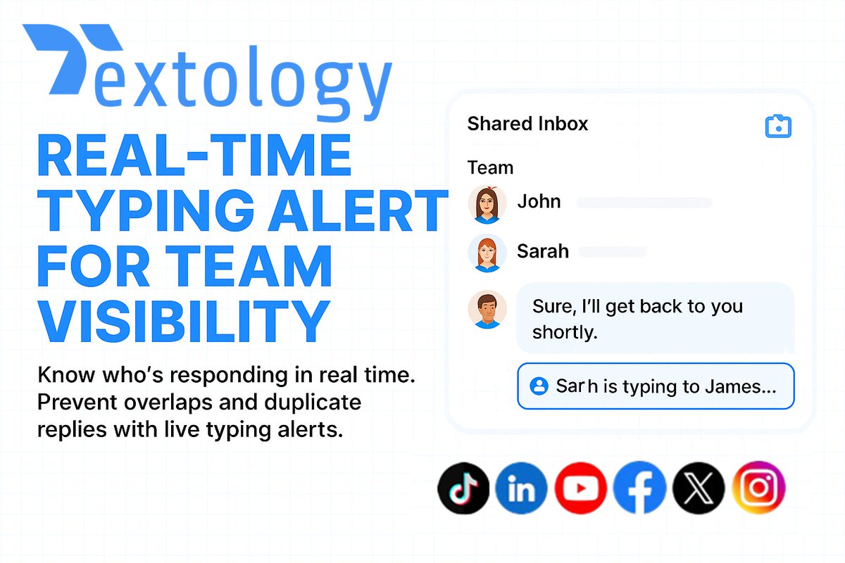 textologyhub's tweet image. Know exactly who’s responding in real time. With Textology’s live typing alerts, your team  can see when someone is already replying preventing overlaps, confusion, and double  messages. #TeamVisibility #SmartMessaging #TextologyPro #BusinessTools #CollaborationMadeEasy