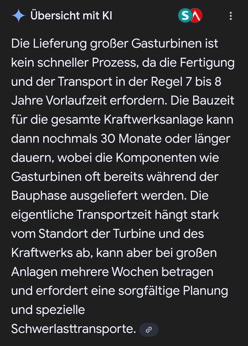 wswJSchneider's tweet photo. @SHomburg Lieferzeiten für Gasturbinen und Bauzeiten für Kraftwerke bringen Ernüchterung, abgesehen von den Kosten für 20 GW und deren Umlage! https://t.co/xlIPEPlajQ