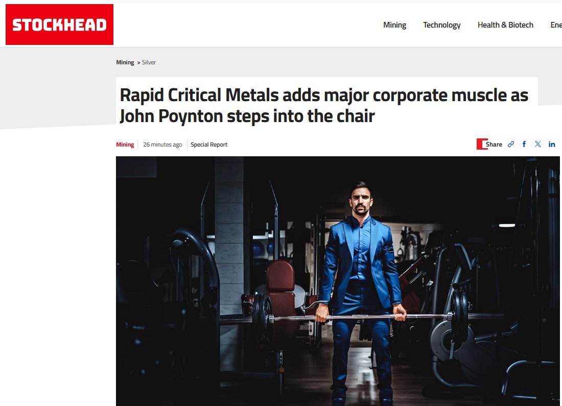 Rapid Critical Metals (ASX: RCM) has appointed John Poynton AO as Chair — strengthening the Company’s leadership. 

🔗 Read the full article on <a href="/StockheadAU/">Stockhead</a>: loom.ly/Sl_Q2dE

$RCM