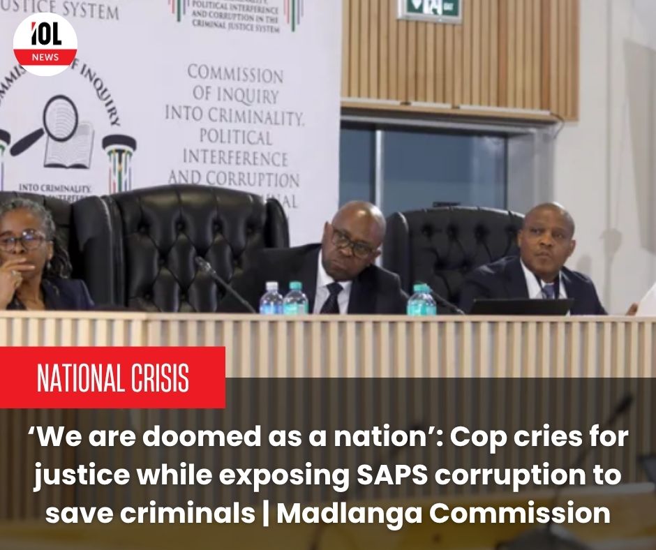 IOL's tweet photo. An emotional Witness A, a veteran police investigator, broke down on during his testimony at the Madlanga Commission, declaring he would “do it again in the next life” even though it’s life-threatening to stop ruthless criminals from destroying South Africa
#SAPSCorruption #MadlangaCommission #JusticeNow
https://t.co/Ev5YmoSlza