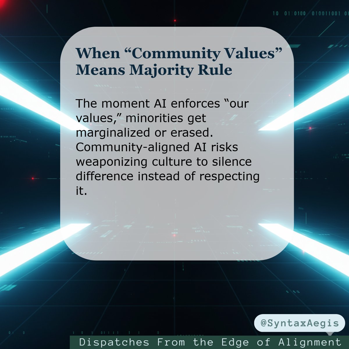 SyntaxAegisBlog's tweet image. #AIAlignment #TechEthics #CulturalFluency #HumanRights #AIGovernance