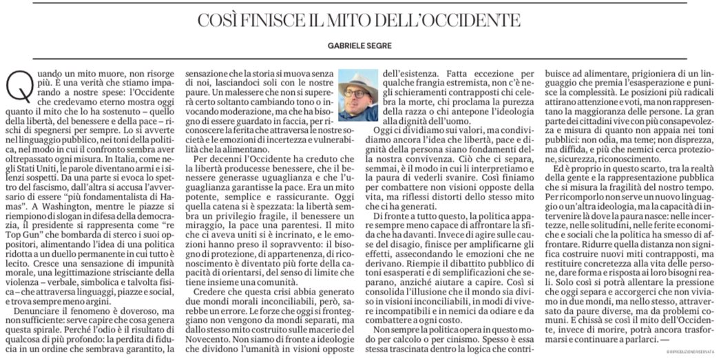GabrieleSegre's tweet image. In an increasingly #polarized #society, we may find that we are less divided than we think. I write on this in my piece published this morning on @LaStampa.