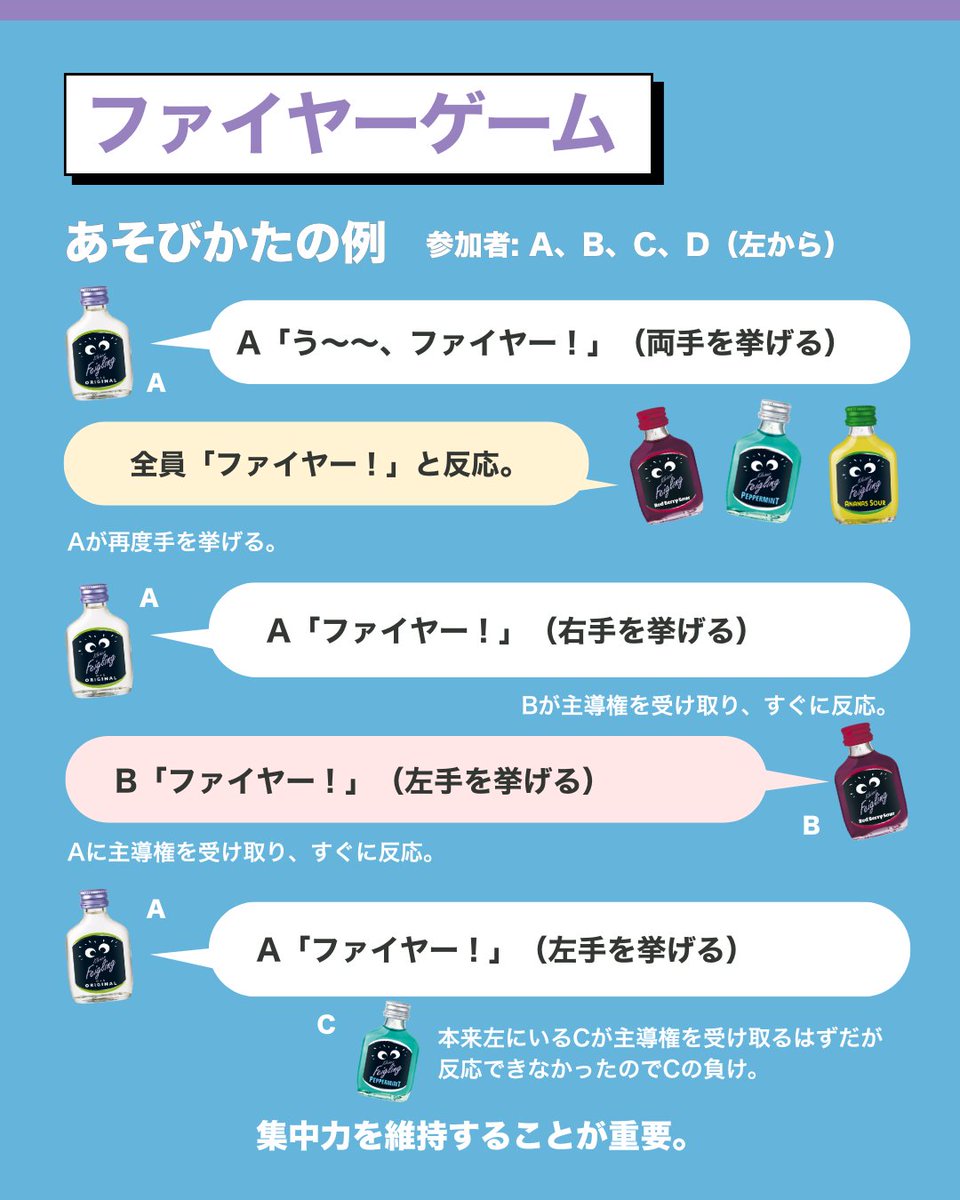 「ファイヤーゲーム」を紹介！
ハイテンポで難しいけどとっても楽しいゲームだよ！