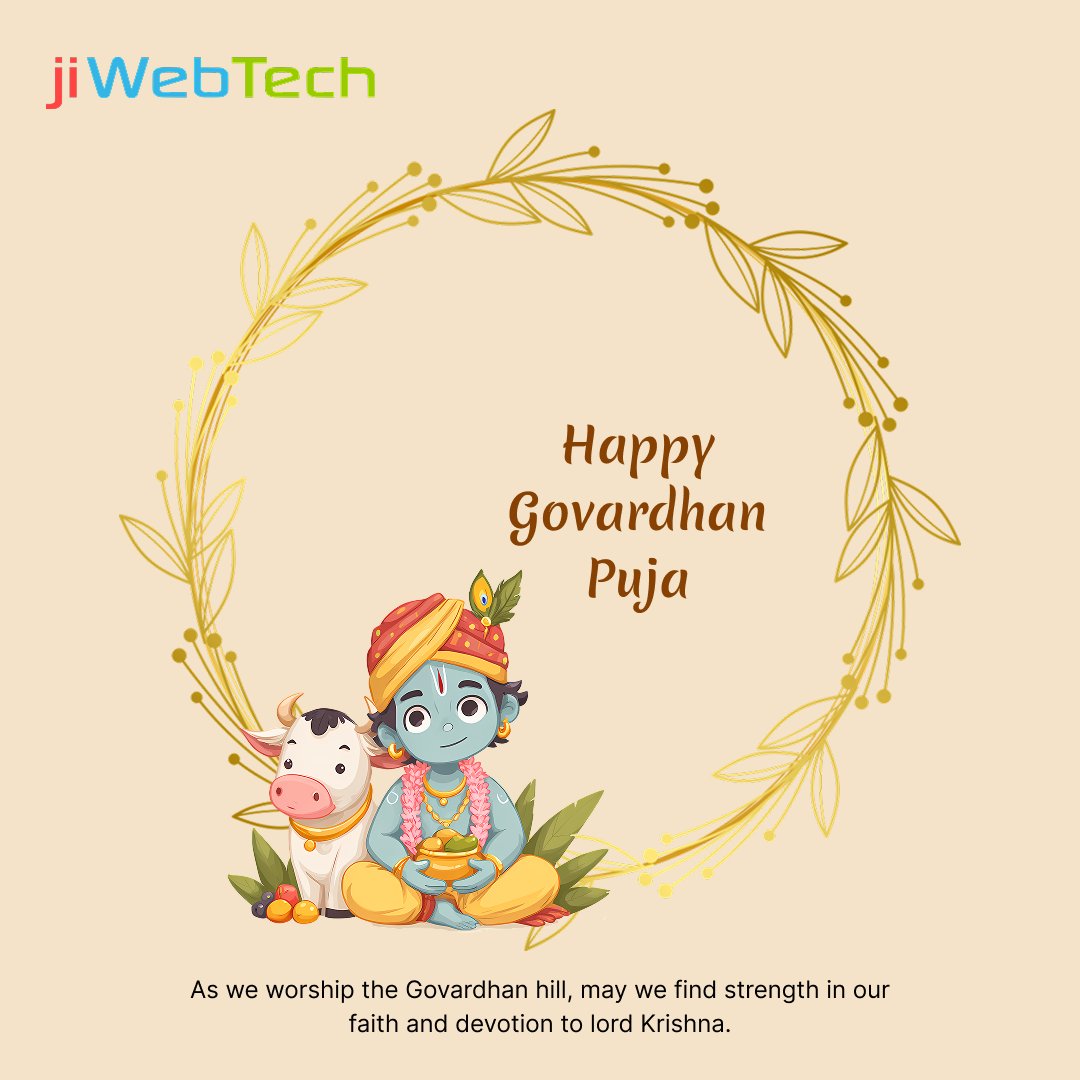 jiWebTech's tweet image. On this sacred occasion of Govardhan Puja, let’s embrace faith, gratitude, and devotion 🌾💚
May Lord Krishna bless your family with peace, prosperity, and happiness.
✨ Happy Govardhan Puja!
#GovardhanPuja #HappyGovardhanPuja