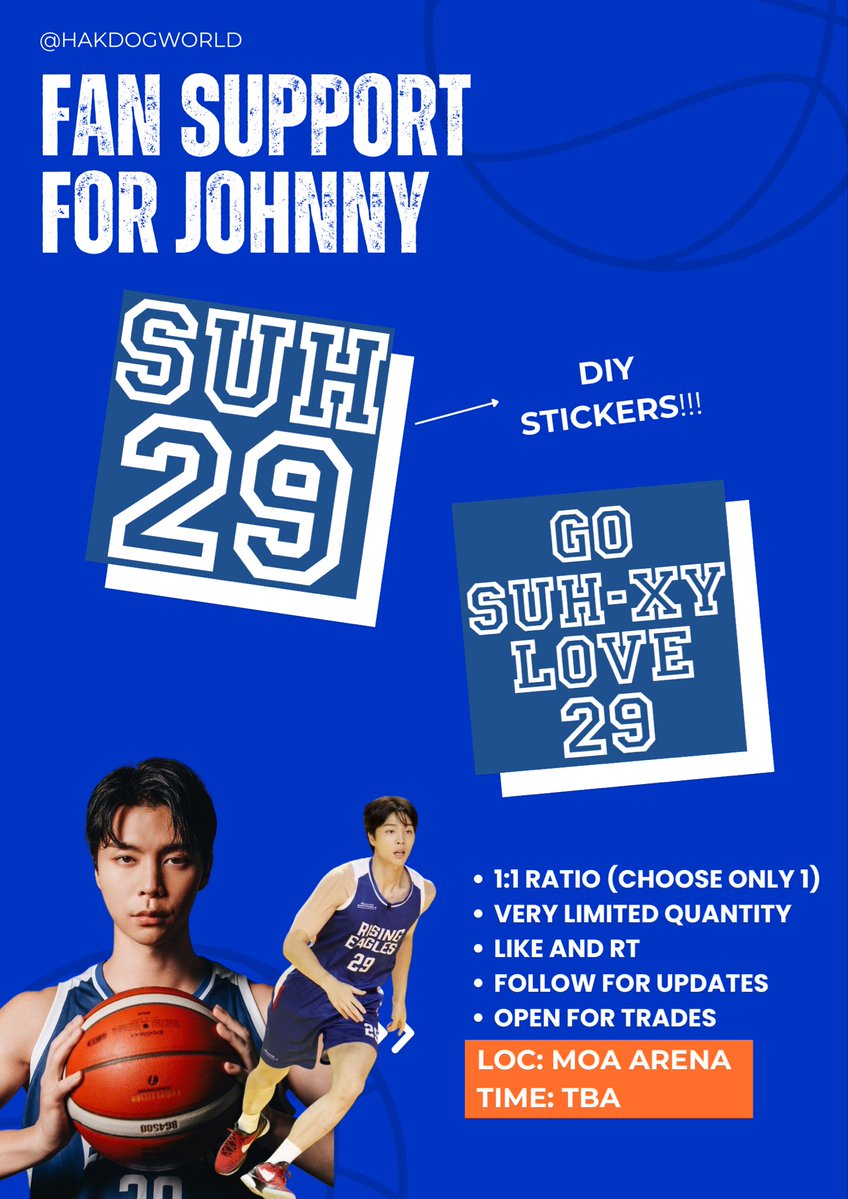 hakdogworld's tweet image. Hi czennies! I’ll be handing out some DIY stickers at #BENCHShootOfAsia at MOA Arena 🥰
- 1:1 ratio (choose only 1)
- v limited qty
- like and rt
- oct 26, time tba
- follow @hakdogworld for updates
#JOHNNYSUH #DunkItJohnnySuh #NCT127
