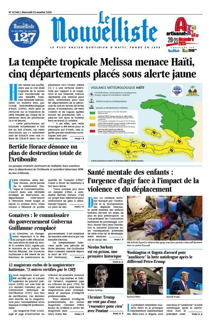 Haïti dans l'oeil des tempêtes

Alors que plusieurs quartiers des départements de l'Ouest et de l'Artibonite sont sous la menace des gangs, la nature se mêle de la partie. Cinq départements sont en alerte jaune dans la perspective de la transformation de la 34e onde tropicale de