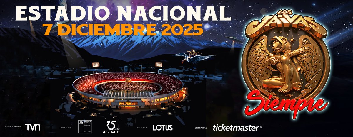 Celebremos todos juntos a la música chilena 📷 El Estadio Nacional nos recibe para cantar y emocionarnos el 7 de diciembre con los Jaivas en un concierto histórico 📷
📷 entradas en Ticketmaster.cl