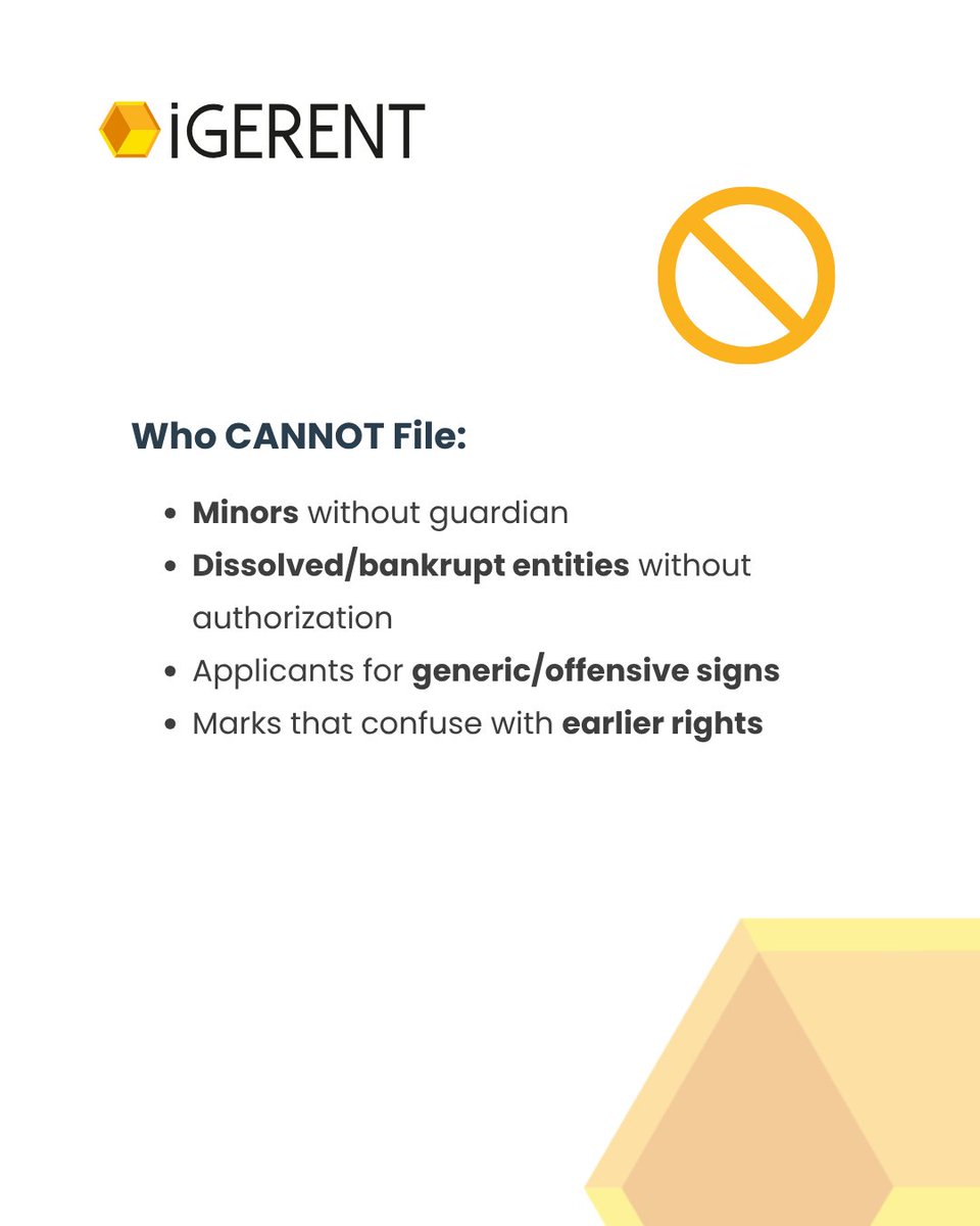 igerent's tweet image. Who can file a trademark?
This or That:

A) Only registered companies
B) Anyone with a legitimate interest

💡 The answer may surprise you.

Find out who can and can’t apply and how to do it right:
👉 igerent.com/who-can-file-t…

#IPBasics #TrademarkTips #BusinessLaw