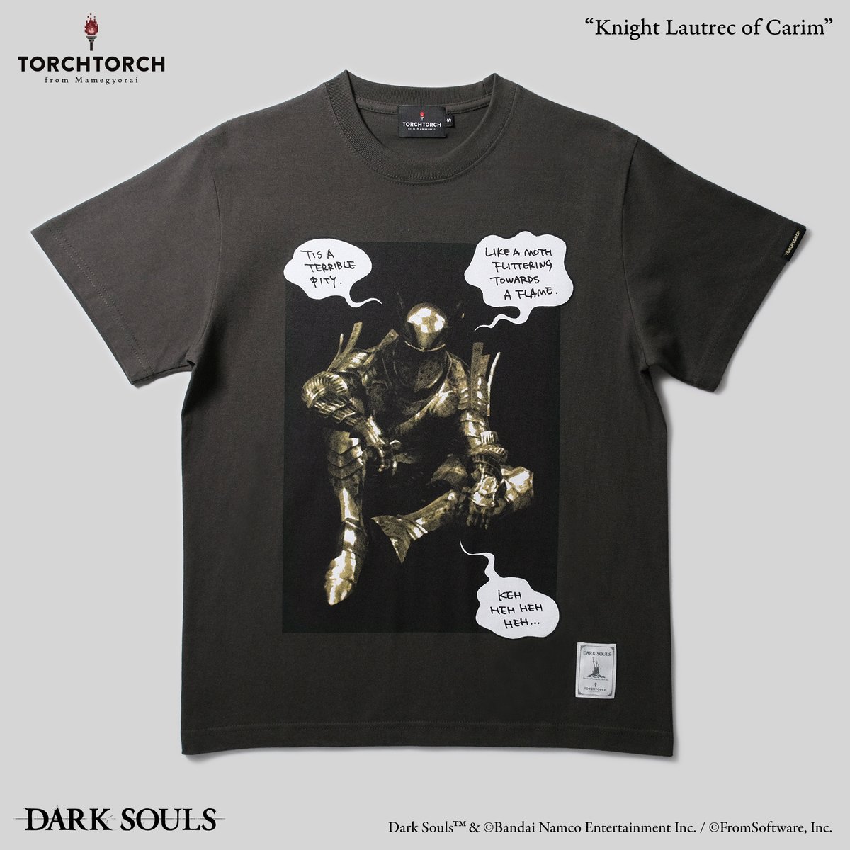 torchtorch_jp's tweet image. 【名古屋店オープン記念 新作先行販売③】
『DARK SOULS』より、長きにわたり廃番となっていた「女神の騎士ロートレクのTシャツ」がリニューアルして登場です。金色の抱かれ鎧が印象的な、不敵に嗤う謎の騎士。後日の一般販売に先駆け、名古屋店にて先行販売いたします。