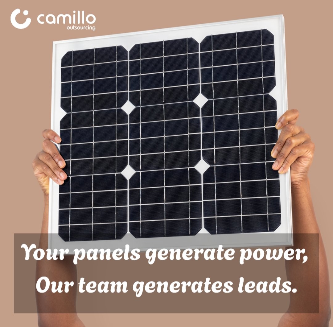CamilloOutsourc's tweet image. Let’s connect the dots between your solar solutions and the customers who need them most.
Talk to us at 0201-343-8060 0201-343-8061 or DM info@camillo.ng
 
#camillo #outsourcingservice #solarbusiness #leadgeneration #cleanenergy #smartoutsourcing