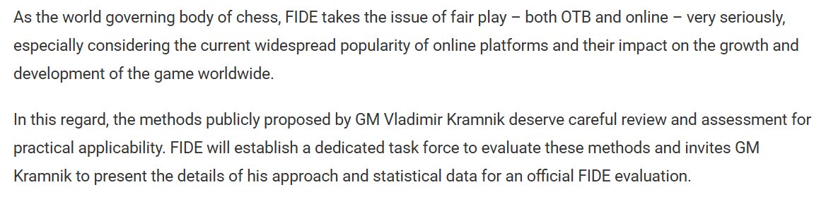 ChessProblem's tweet image. aside from the sickening attacks on danya's friends and family, it should be noted that FIDE did intervene during kramnik's witch hunt
by inviting him to help their "dedicated task force"