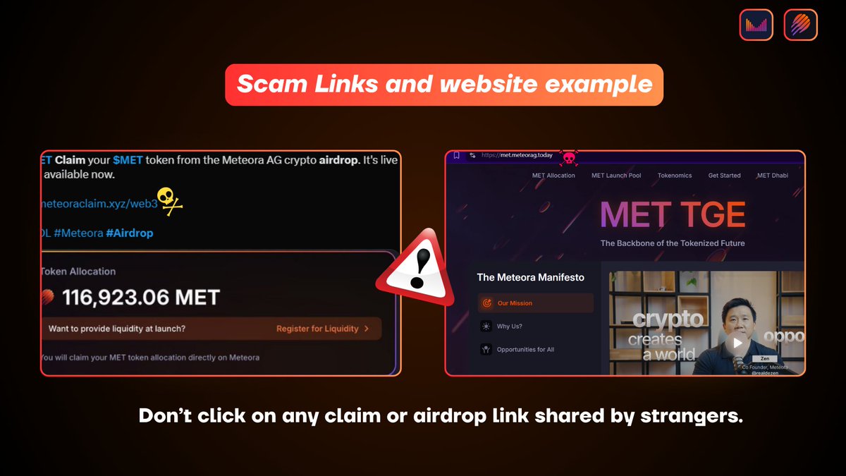 Warning against clicking random links in crypto