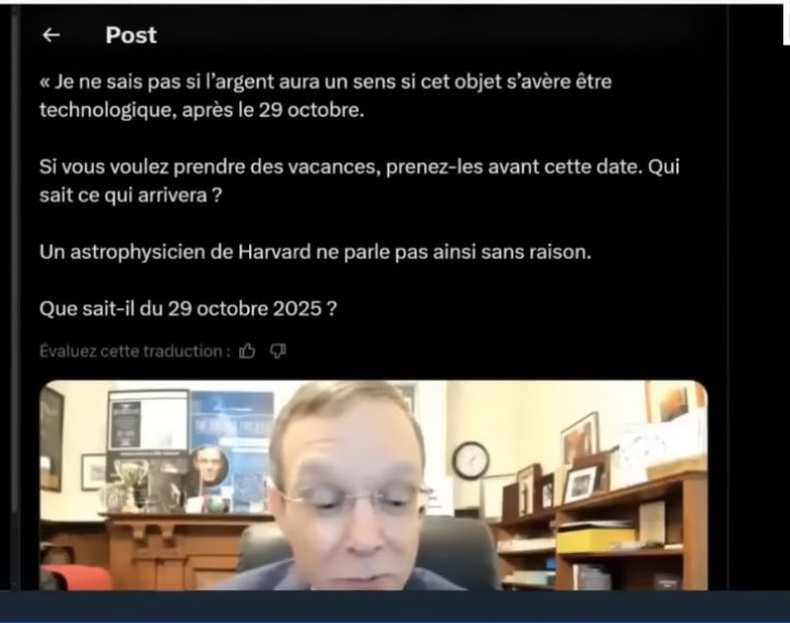 Pourquoi un astrophysicien relie l’arrivée future , le 29 octobre de la « comète »3I/Atlas à un possible crash financier ? Octobre 1929/ 29 octobre ! Atlas, fils de Poseidon selon Platon est relié à l’Atlantide cité mythique engloutie sous les eaux , ou vaisseau venu d’ailleurs ?