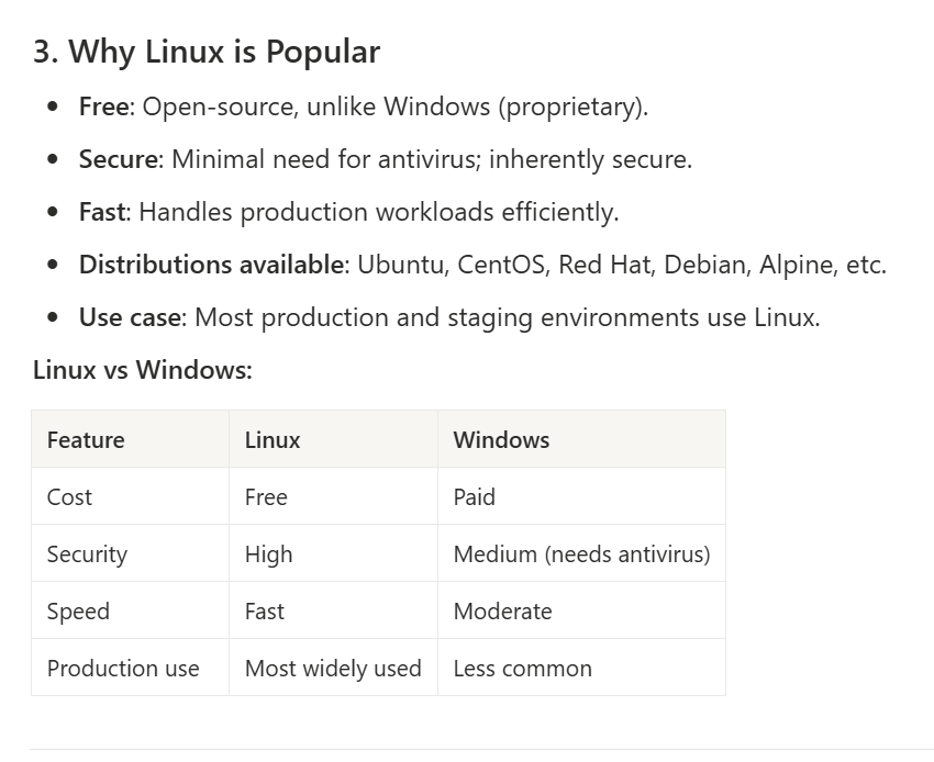 cr_codes's tweet image. 🌟 DevOps Journey – Part 4
Topics covered:
✔ What is an Operating System (OS)?
✔ Why Linux is Popular
✔ Shell & Shell Scripting
✔ Basic Shell Commands
📚 Detailed notes attached below 👇
#DevOps #Linux