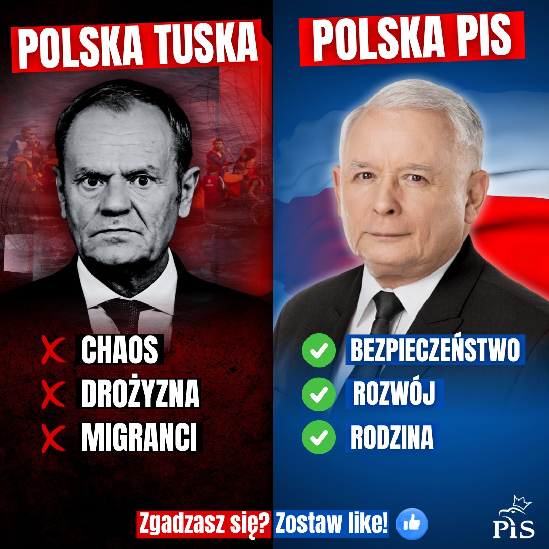 ❌ Polska Tuska: chaos, drożyzna, migranci
✅ Polska PiS: bezpieczeństwo, rozwój, rodzina
🇵🇱 Różnica? Widać ją gołym okiem.