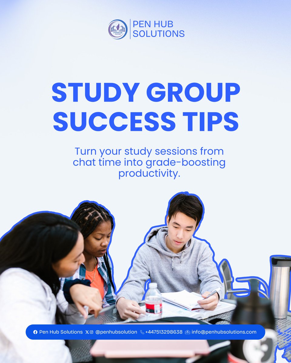 PenHubSolutions's tweet image. Study groups can be incredibly powerful or completely ineffective.
Here’s how to make yours actually work:
🎯 Set clear goals
👩‍🏫 Assign roles
⏰ Stick to a schedule
🔄 Use active learning
🧠 Review &amp;amp; reflect after each session
The key? Structure, accountability, and clear goals.