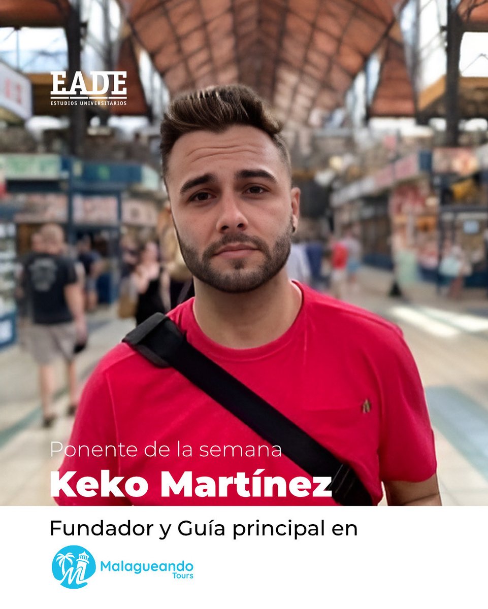 #charlasEADE
El próximo 27 de octubre recibiremos a Keko Martínez, fundador y guía principal de Malagueando Tours.
Una charla para nuestro alumnado del Grado en ADE sobre emprendimiento, gestión de marca personal, turismo y economía local y comunicación en RRSS.

#EADEuniversidad