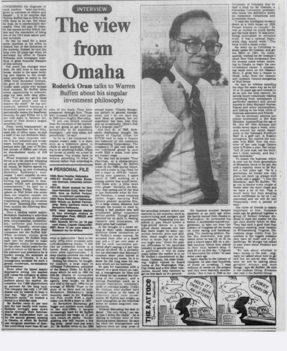 F_Compounders's tweet image. An old Warren Buffett article.
I know it’s not of the best quality. But if you zoom in it’s readable