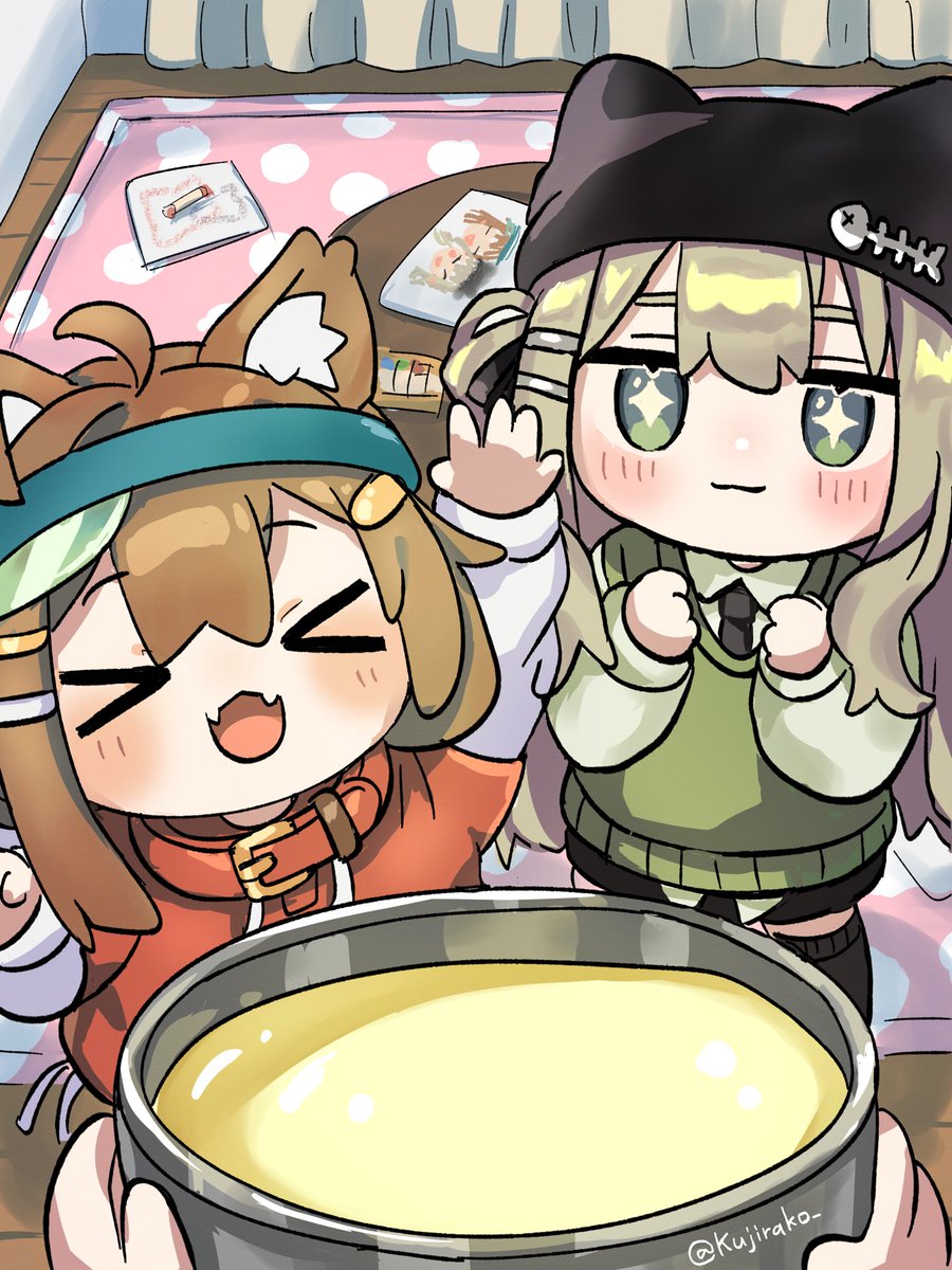 バケツプリン食べるひと〜！
#まめひなた #キプフェル